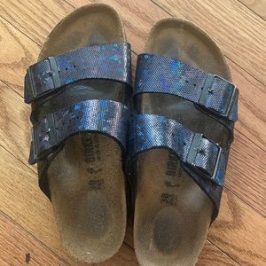 Holographic Birkenstock sandals